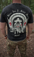 ISAIAH 6:8 Mora tactical washed T shirt on a muscular Bright Army veteran.