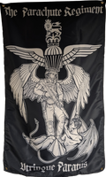 Saint Michael The Archangel in British combat kit with the Parachute Regiment capbadge behind him.